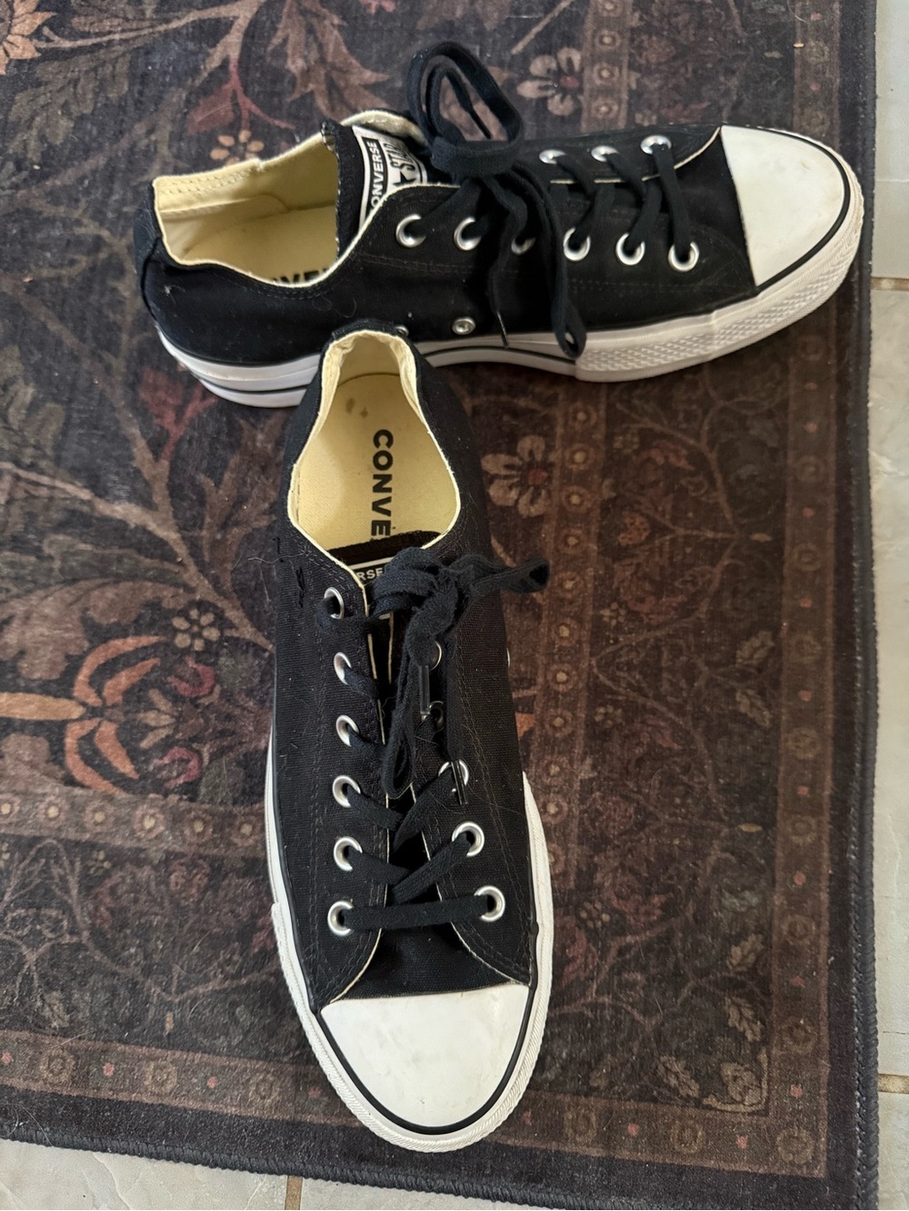 Converse Black Low-Top Canvas Sneakers with White Toe Cap